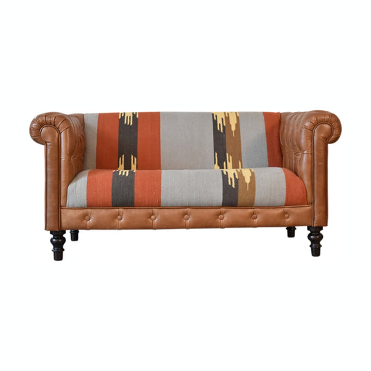 Durrie & Leather Mixed Sofa - Living with Luxury