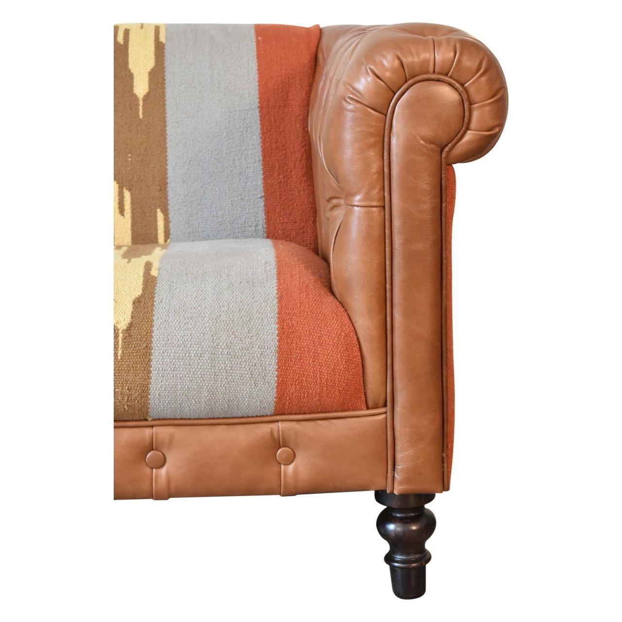 Durrie & Leather Mixed Sofa - Living with Luxury