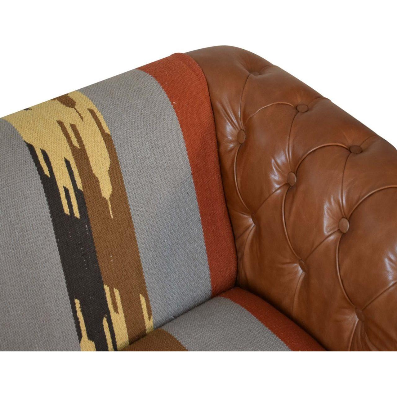 Durrie & Leather Mixed Sofa - Living with Luxury