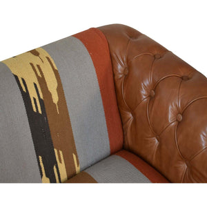 Durrie & Leather Mixed Sofa