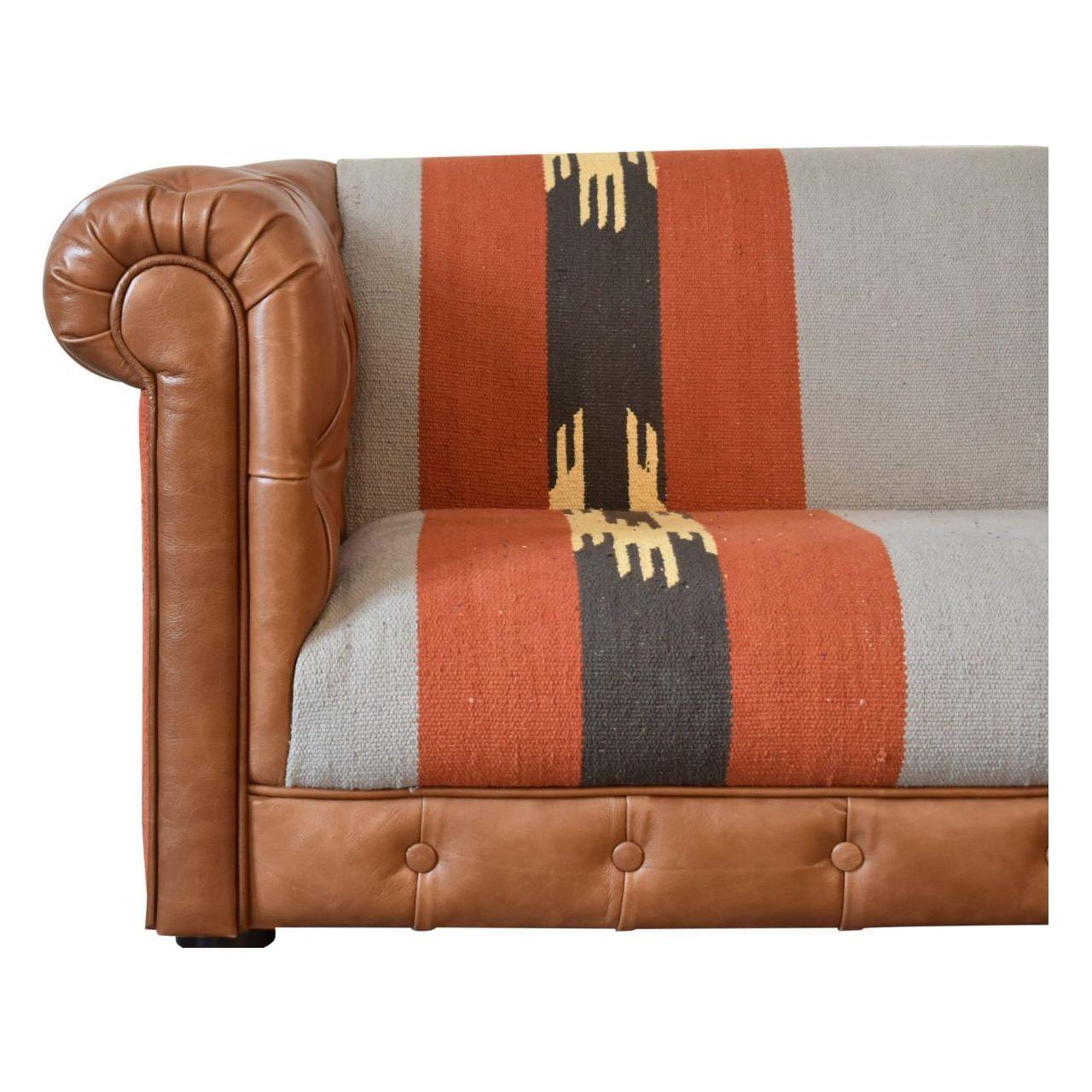 Durrie & Leather Mixed Sofa - Living with Luxury