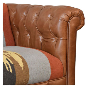 Durrie & Leather Mixed Sofa