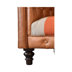 Durrie & Leather Mixed Sofa