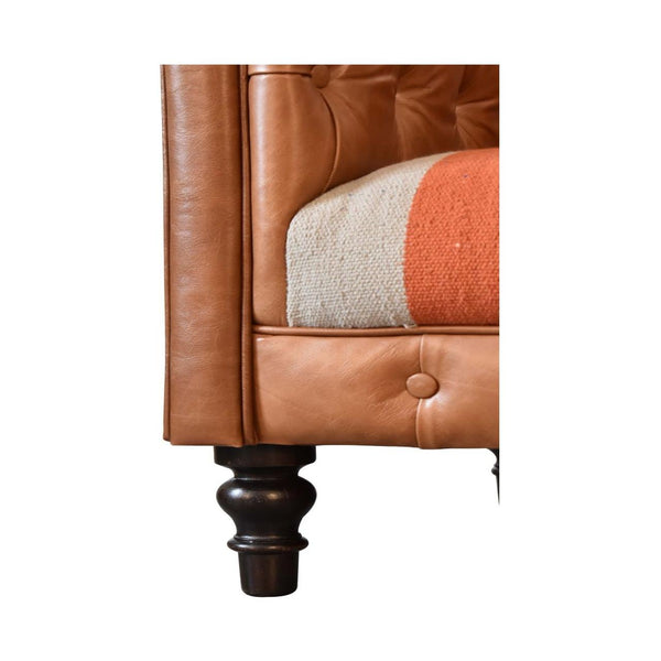 Durrie & Leather Mixed Sofa