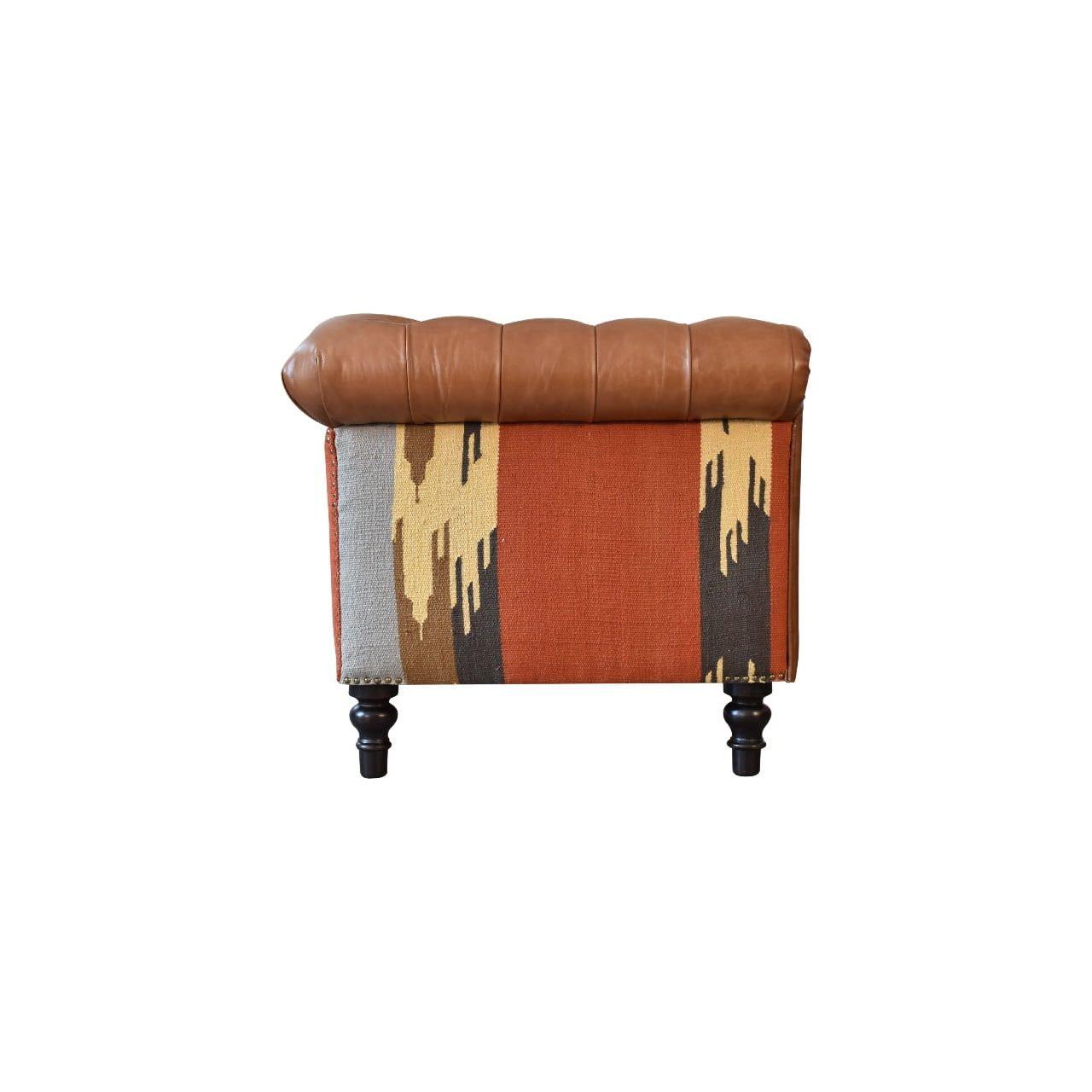 Durrie & Leather Mixed Sofa - Living with Luxury