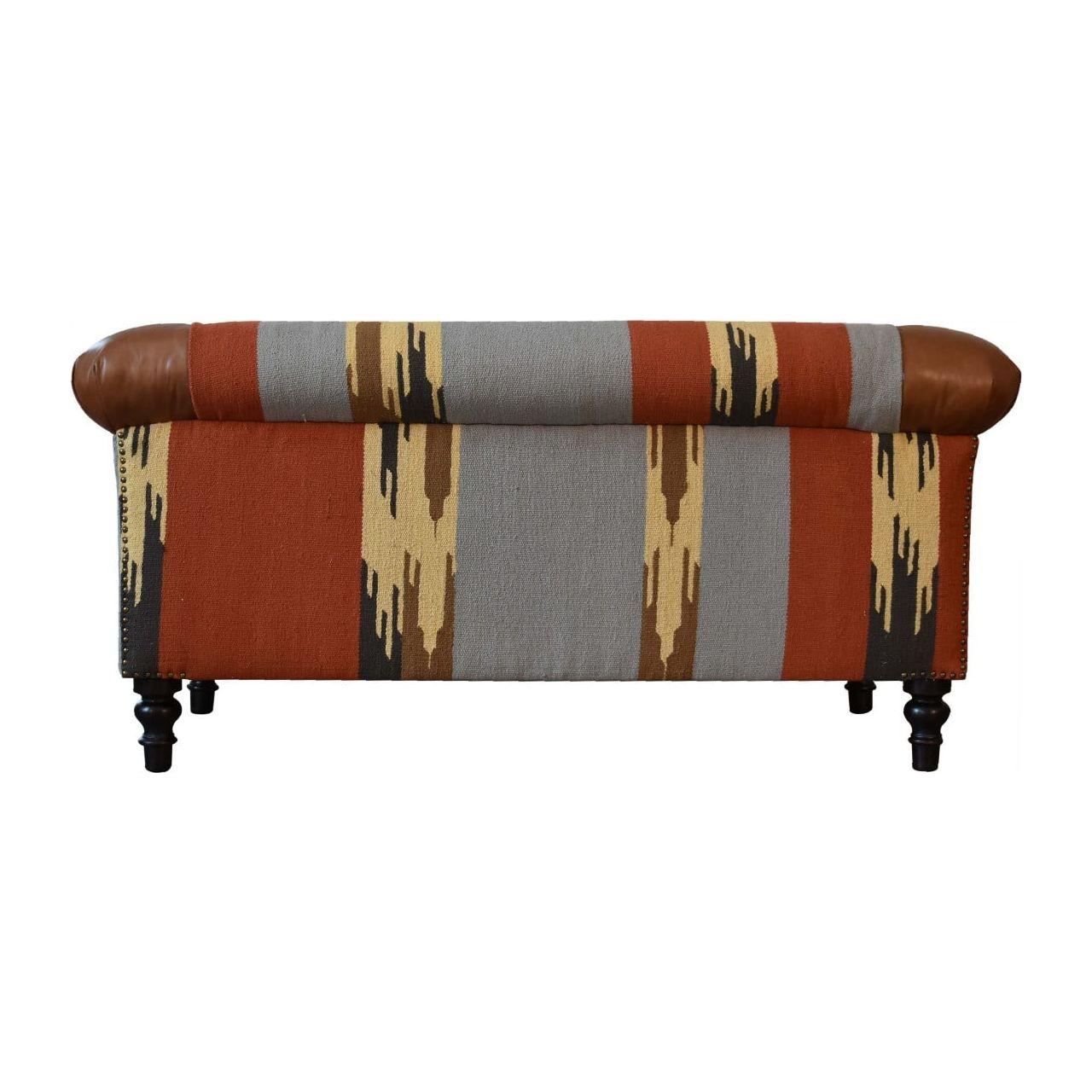 Durrie & Leather Mixed Sofa - Living with Luxury