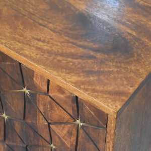 Chestnut Cubed Brass Inlay Cabinet - Living with Luxury