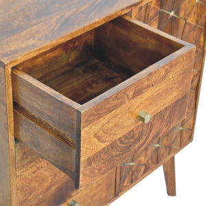 Chestnut Cubed Brass Inlay Cabinet - Living with Luxury