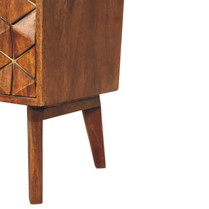 Chestnut Cubed Brass Inlay Cabinet - Living with Luxury