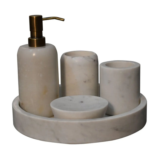 White Marble Bathroom Set of 5 - Living with Luxury