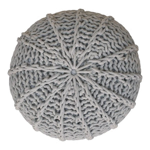 Grey Knitted Round Pouffe