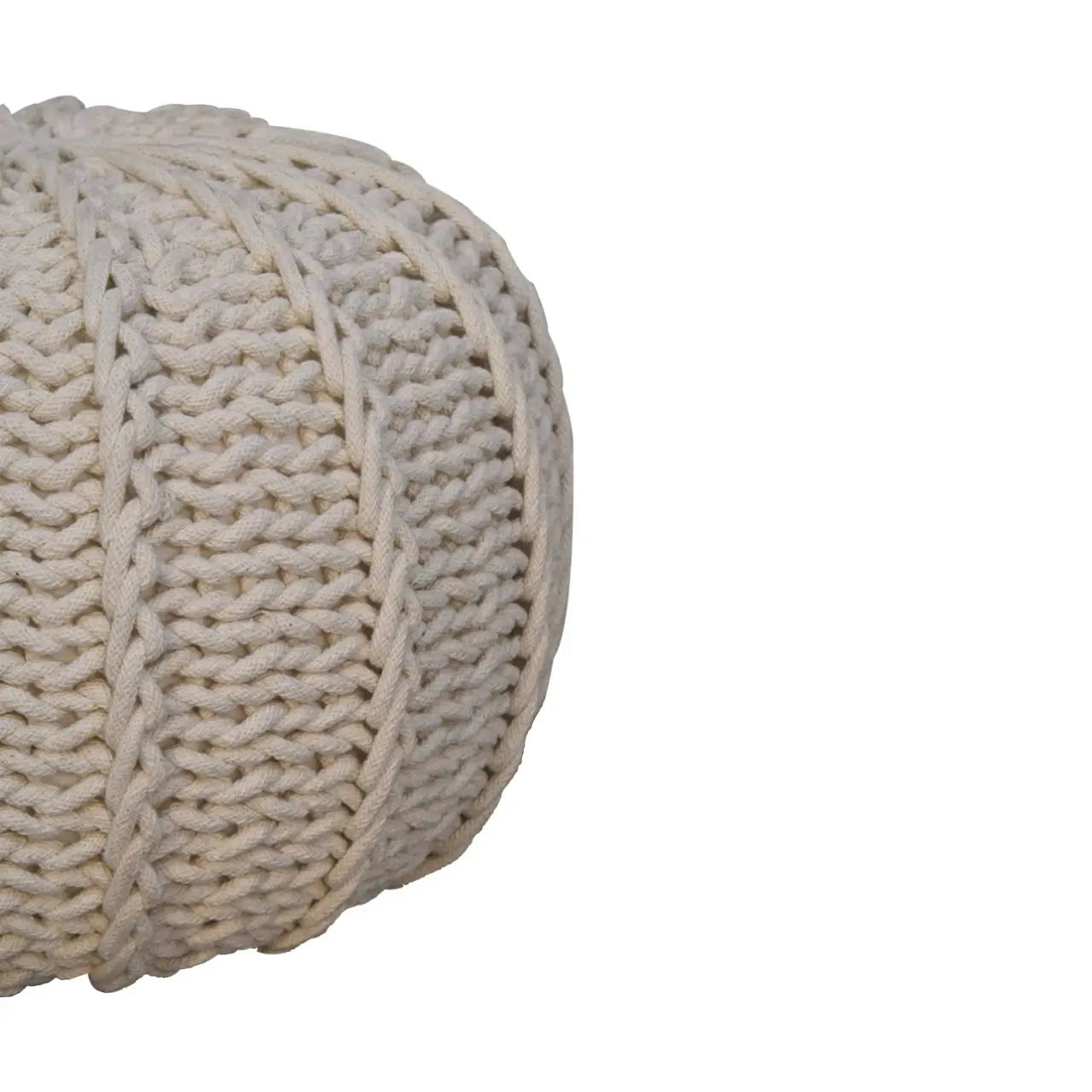 Cream Cable Pouffe - Living with Luxury