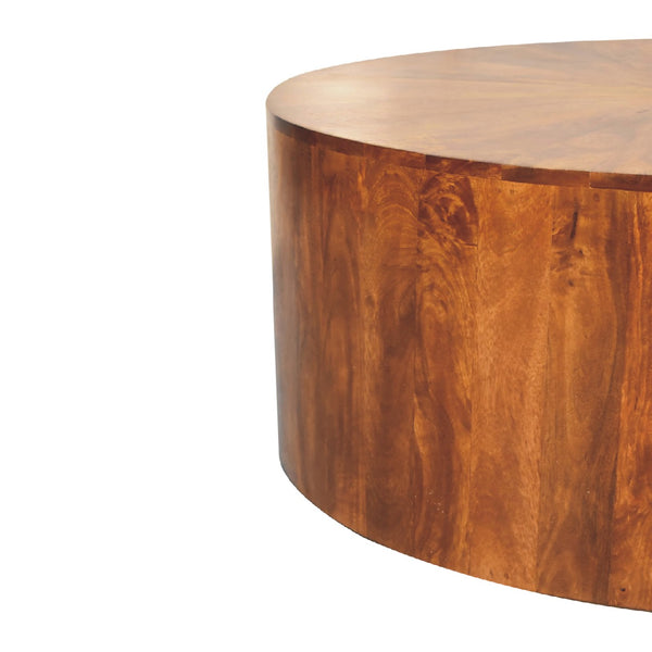 Chestnut Round Wooden Coffee Table - Living with Luxury