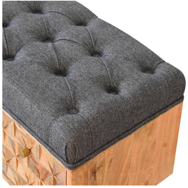 'U' Black Tweed Pineapple Bench