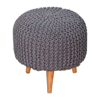 Keeva Grey Round Footstool - Living with Luxury