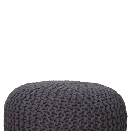 Keeva Grey Round Footstool - Living with Luxury