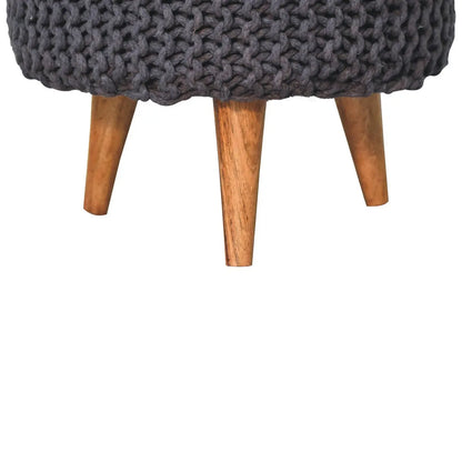 Keeva Grey Round Footstool - Living with Luxury