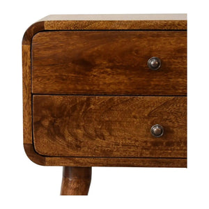 Curved Chestnut Bedside