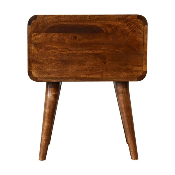 Curved Chestnut Bedside