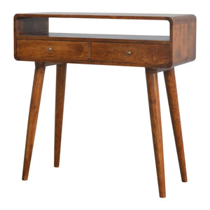 Chestnut Console Table - 100% Solid Mango Wood, Nordic Design, 2 Drawers, Eco-Friendly, Storage for Living Room & Hallway
