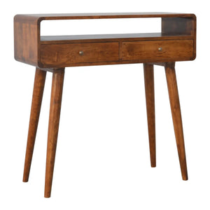 Chestnut Console Table - 100% Solid Mango Wood, Nordic Design, 2 Drawers, Eco-Friendly, Storage for Living Room & Hallway