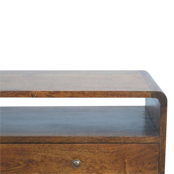 Chestnut Console Table - 100% Solid Mango Wood, Nordic Design, 2 Drawers, Eco-Friendly, Storage for Living Room & Hallway