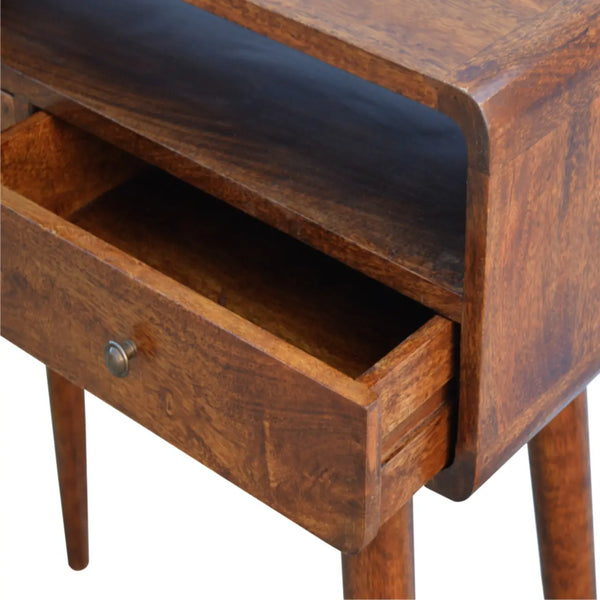 Chestnut Console Table - 100% Solid Mango Wood, Nordic Design, 2 Drawers, Eco-Friendly, Storage for Living Room & Hallway