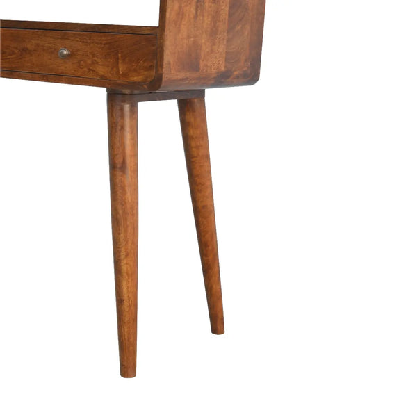 Chestnut Console Table - 100% Solid Mango Wood, Nordic Design, 2 Drawers, Eco-Friendly, Storage for Living Room & Hallway