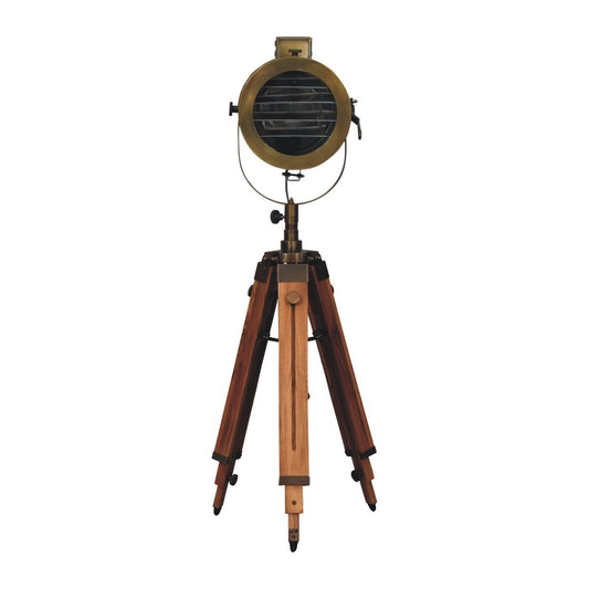 Brass Antique Tripod Fold Spotlight Floor Lamp - Living with Luxury