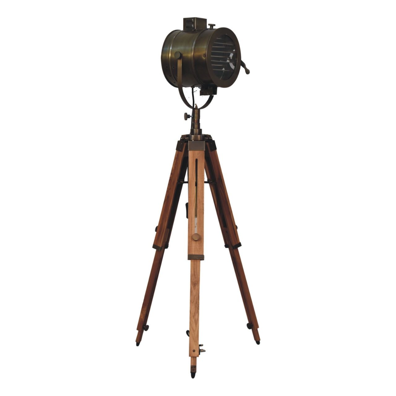 Brass Antique Tripod Fold Spotlight Floor Lamp - Living with Luxury