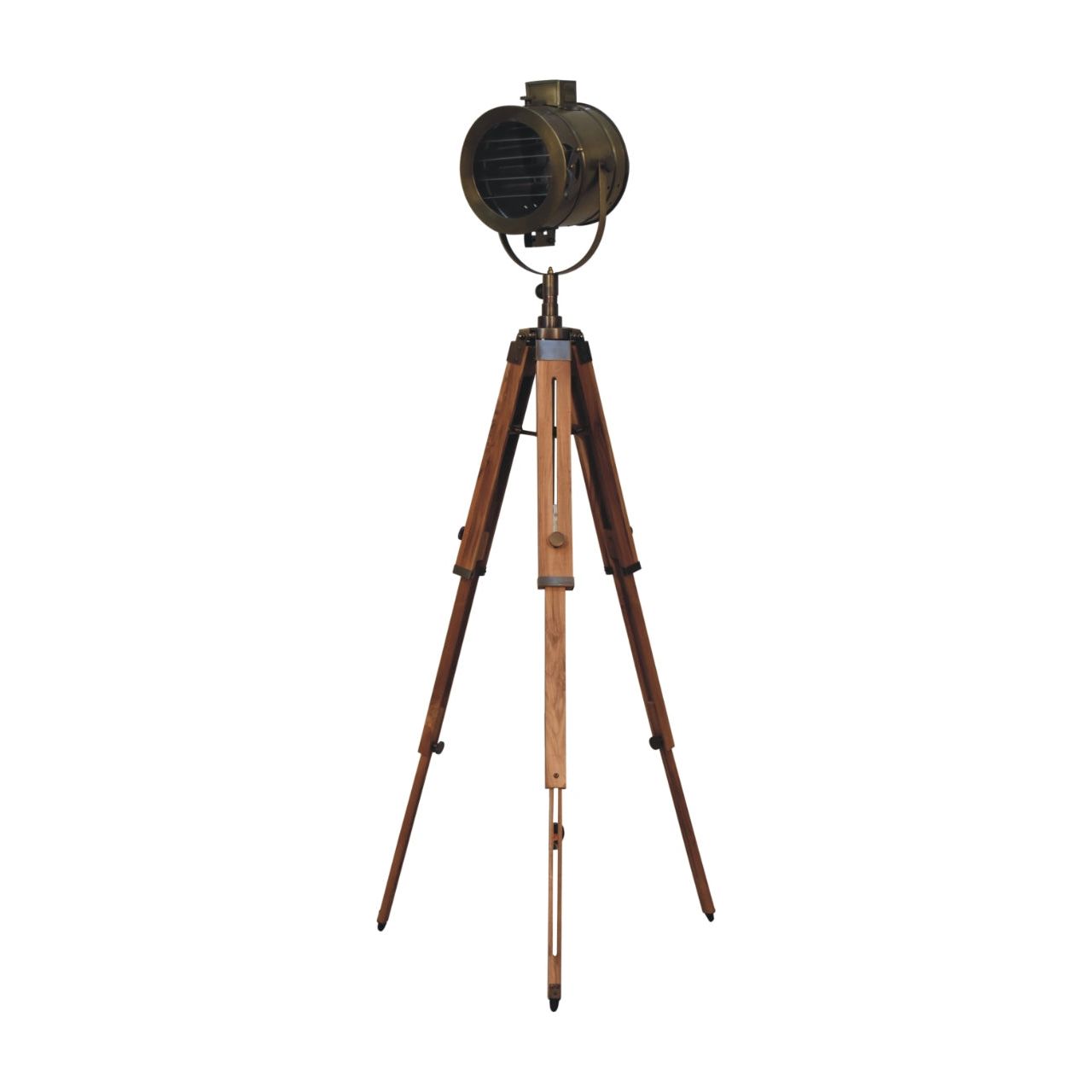Brass Antique Tripod Fold Spotlight Floor Lamp - Living with Luxury