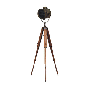 Brass Antique Tripod Fold Spotlight Floor Lamp