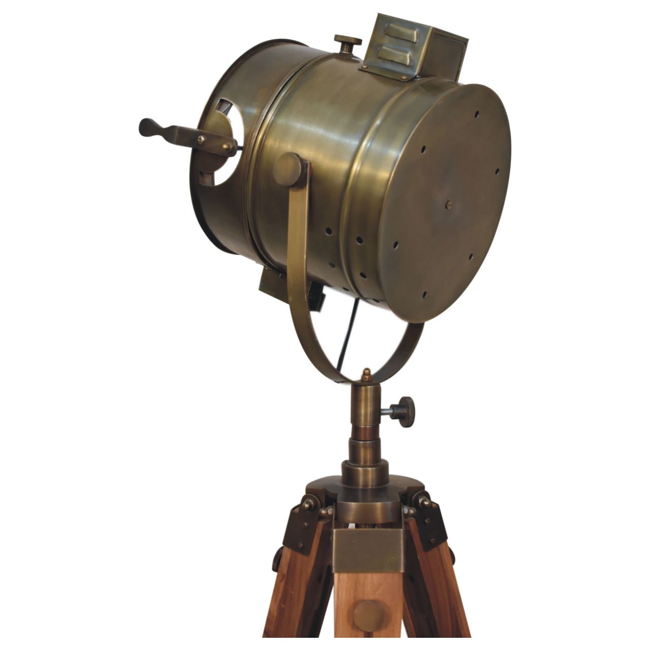 Brass Antique Tripod Fold Spotlight Floor Lamp - Living with Luxury