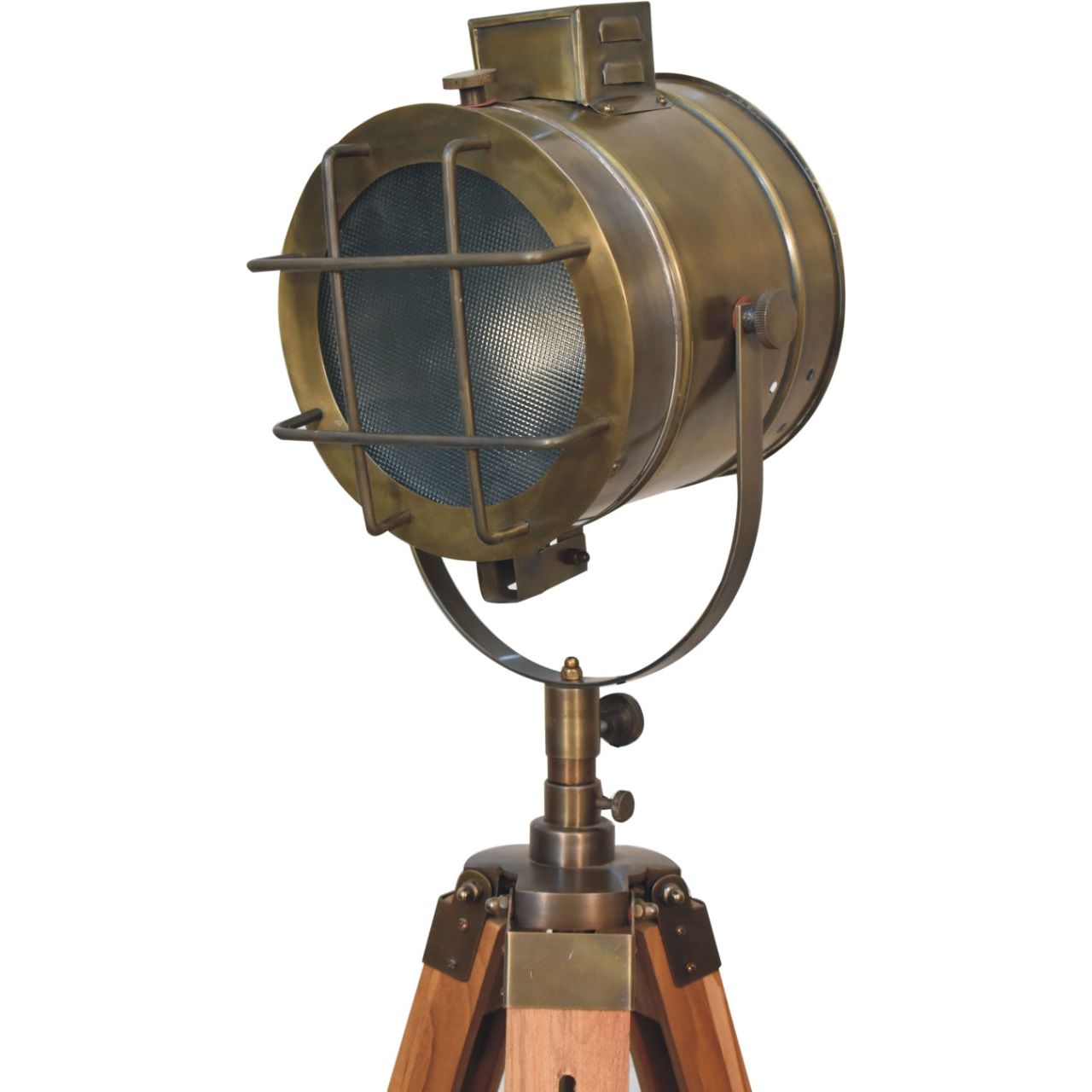 Caged Brass Spotlight Floor Lamp - Living with Luxury