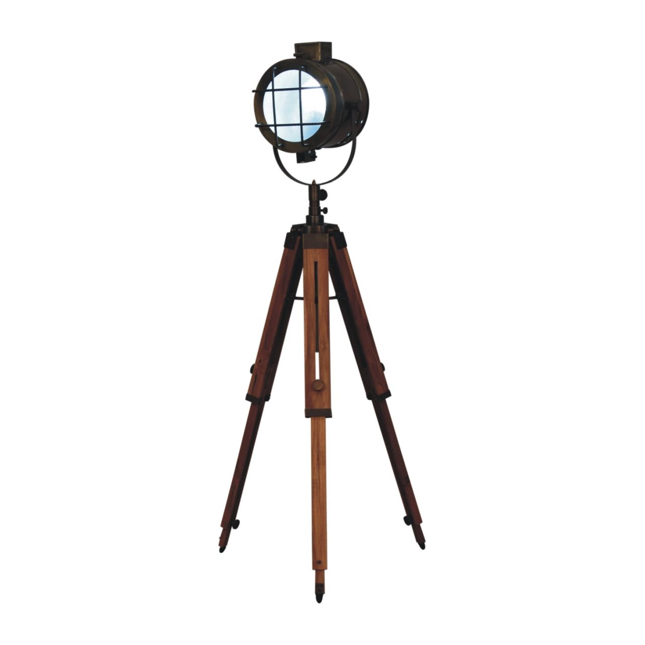 Caged Brass Spotlight Floor Lamp - Living with Luxury