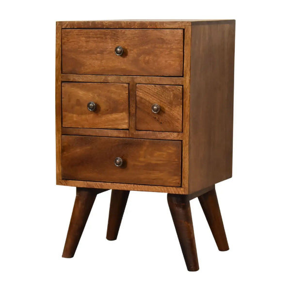4 Drawer Multi Chestnut Bedside – Durable and Elegant Bedroom Table