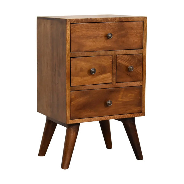 4 Drawer Multi Chestnut Bedside – Durable and Elegant Bedroom Table