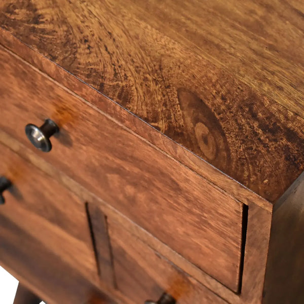 4 Drawer Multi Chestnut Bedside – Durable and Elegant Bedroom Table