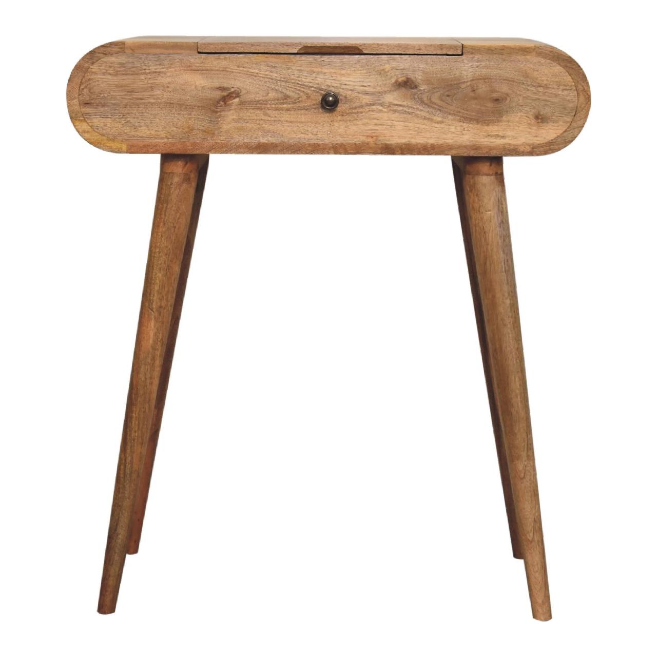Mini Oak-ish Round Dressing Table - Living with Luxury