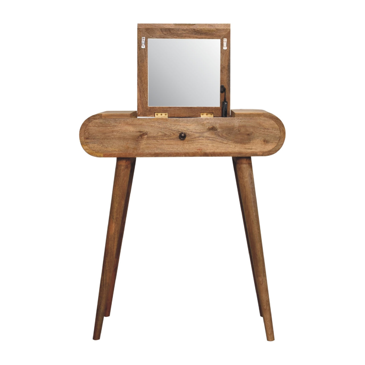 Mini Oak-ish Round Dressing Table - Living with Luxury