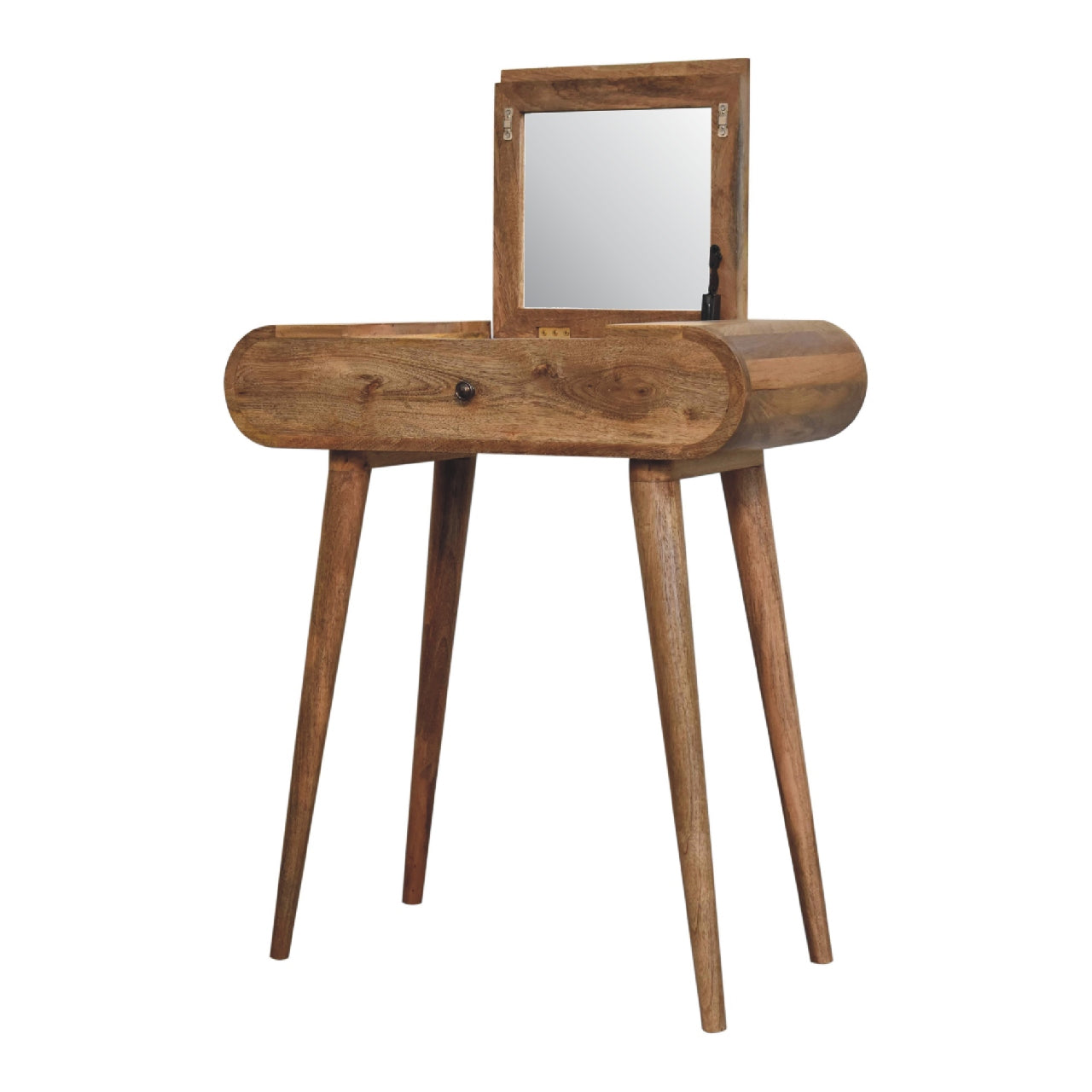 Mini Oak-ish Round Dressing Table - Living with Luxury