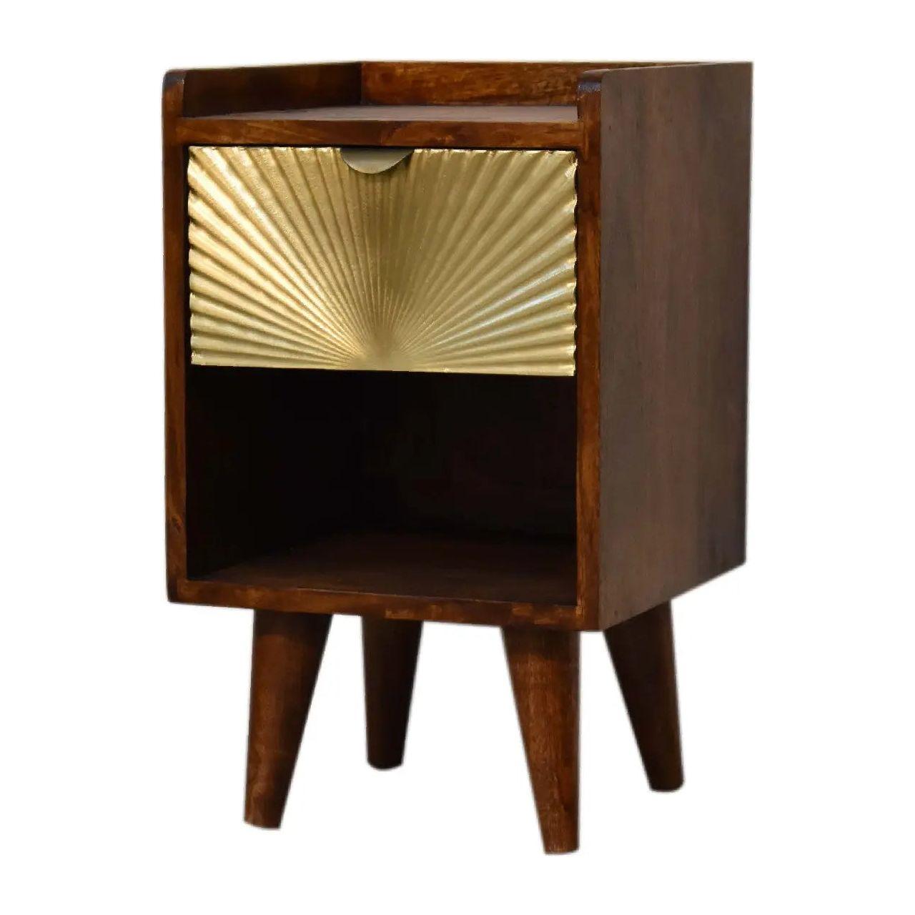Mini Manila Gold 1 Drawer Bedside - Living with Luxury