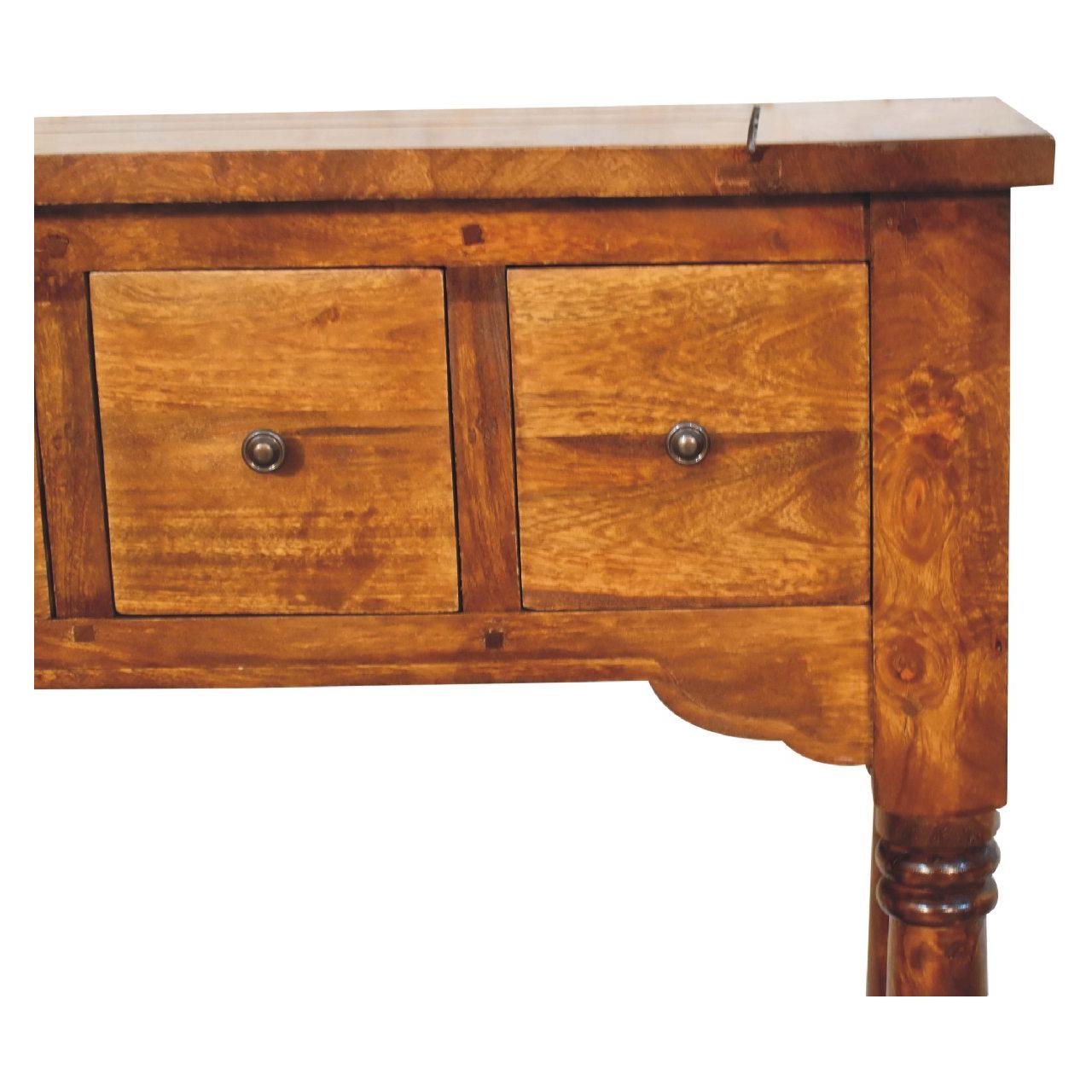 Chestnut 4 Drawer Console Table