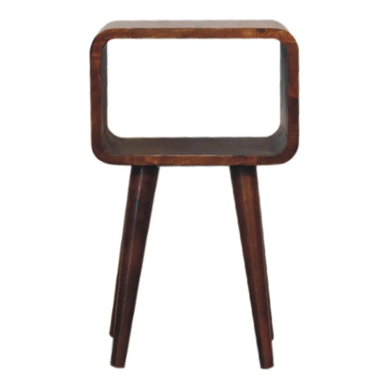 Mini Chestnut Curved Open Bedside