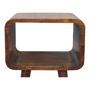 Mini Chestnut Curved Open Bedside