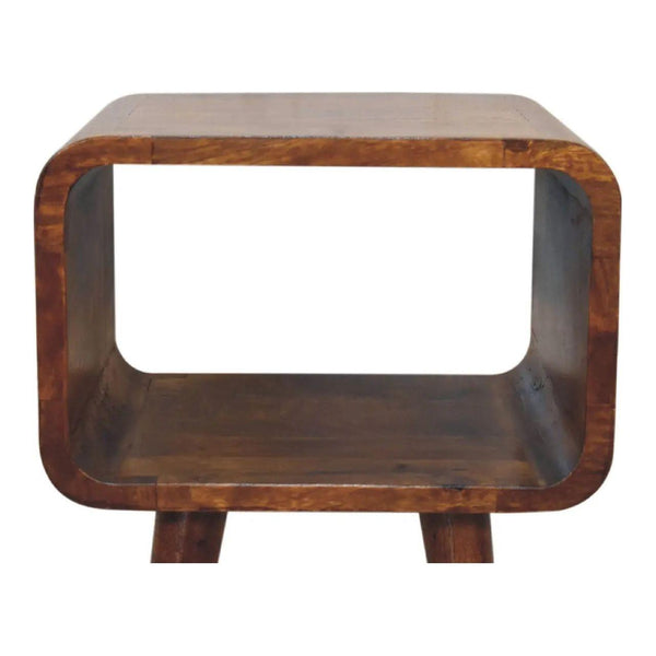 Mini Chestnut Curved Open Bedside