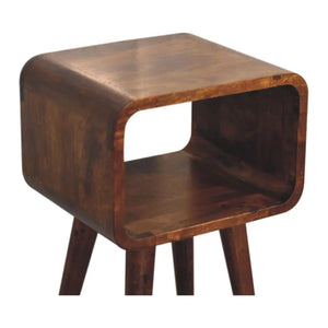 Mini Chestnut Curved Open Bedside