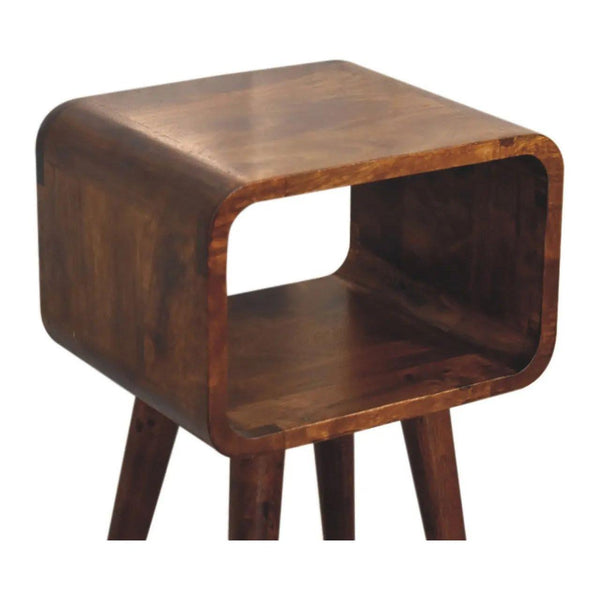 Mini Chestnut Curved Open Bedside