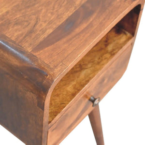 Mini Chestnut Bedside Table - Solid Mango Wood, Nordic Style, 1 Drawer