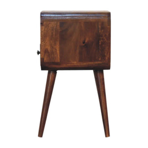 Mini Chestnut Bedside Table - Solid Mango Wood, Nordic Style, 1 Drawer